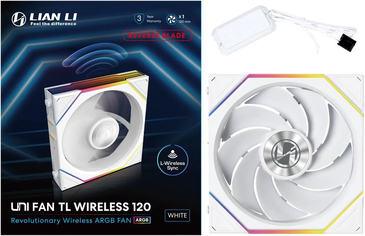 Alt view image 6 of 8 - Lian Li UNI Fan TL 120 Wireless - Single Pack (Reverse Blade) - Controller Not Included - 2.4 GHz Wireless Control  - Infinity Mirror Design - Controller requesd for use. - White (12RTL1W1W)