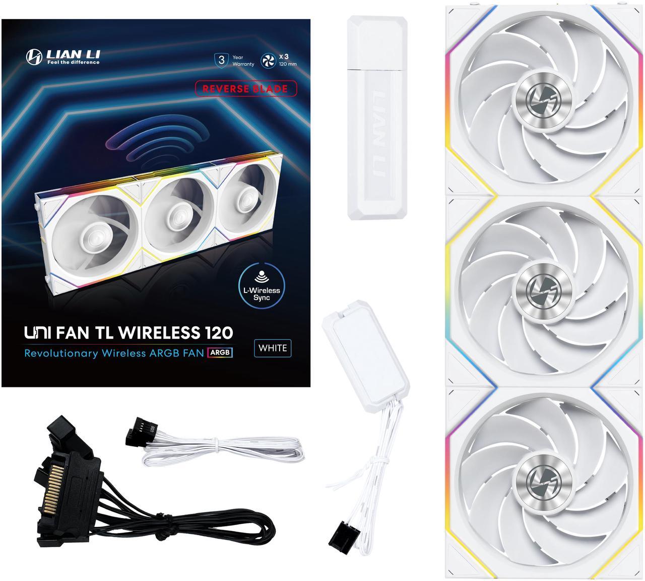 Alt view image 7 of 7 - Lian Li UNI Fan TL 120 Wireless - Triple Pack (Reverse Blade) - 2.4 GHz Wireless Controller Included - Infinity Mirror Design - Controller required. - White (12RTL1W3W)