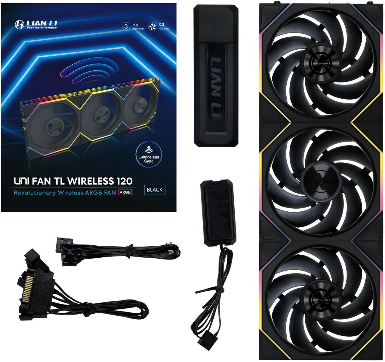 Alt view image 7 of 8 - Lian Li UNI Fan TL 120 Wireless - Triple Pack - 2.4 GHz Wireless Controller Included - Daisy Chain & Infinity Mirror Design - Controlle required. - Black (12TL1W3B)