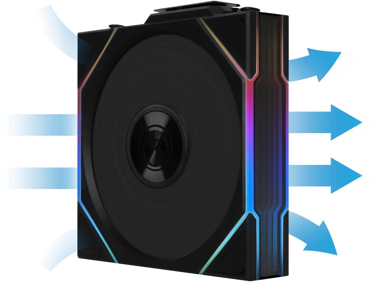 Alt view image 6 of 8 - Lian Li UNI Fan TL 120 Wireless - Triple Pack - 2.4 GHz Wireless Controller Included - Daisy Chain & Infinity Mirror Design - Controlle required. - Black (12TL1W3B)