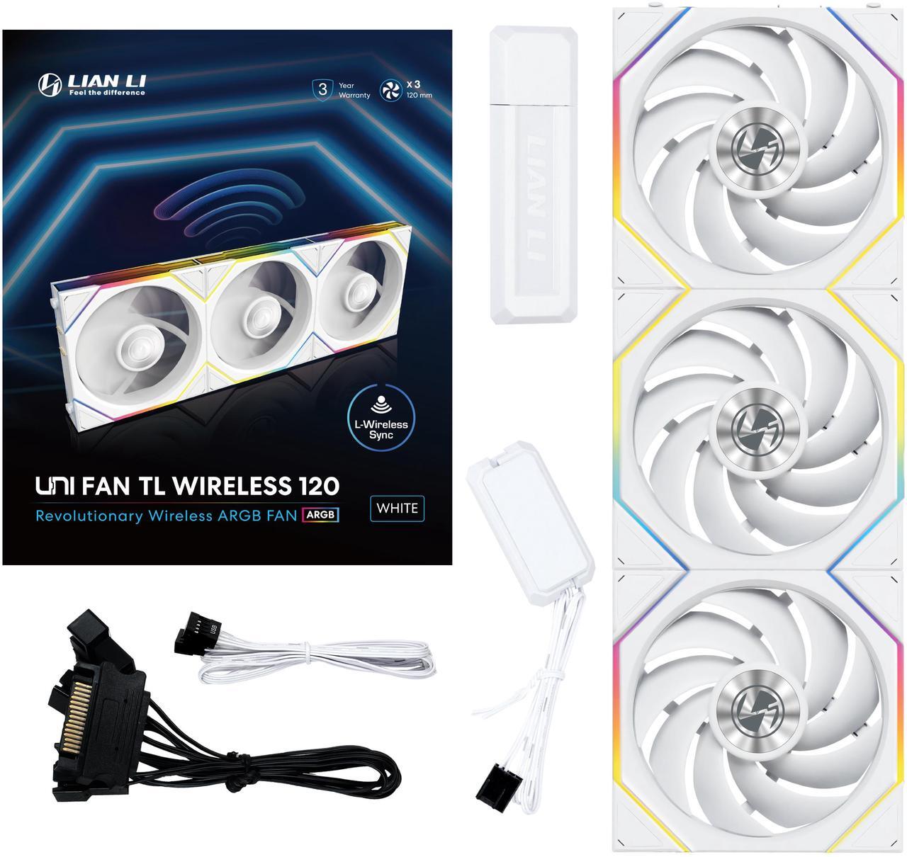 Alt view image 7 of 8 - Lian Li UNI Fan TL 120 Wireless - Triple Pack - 2.4 GHz Wireless Controller Included - Daisy Chain & Infinity Mirror Design - Controller reqired. - White (12TL1W3W)
