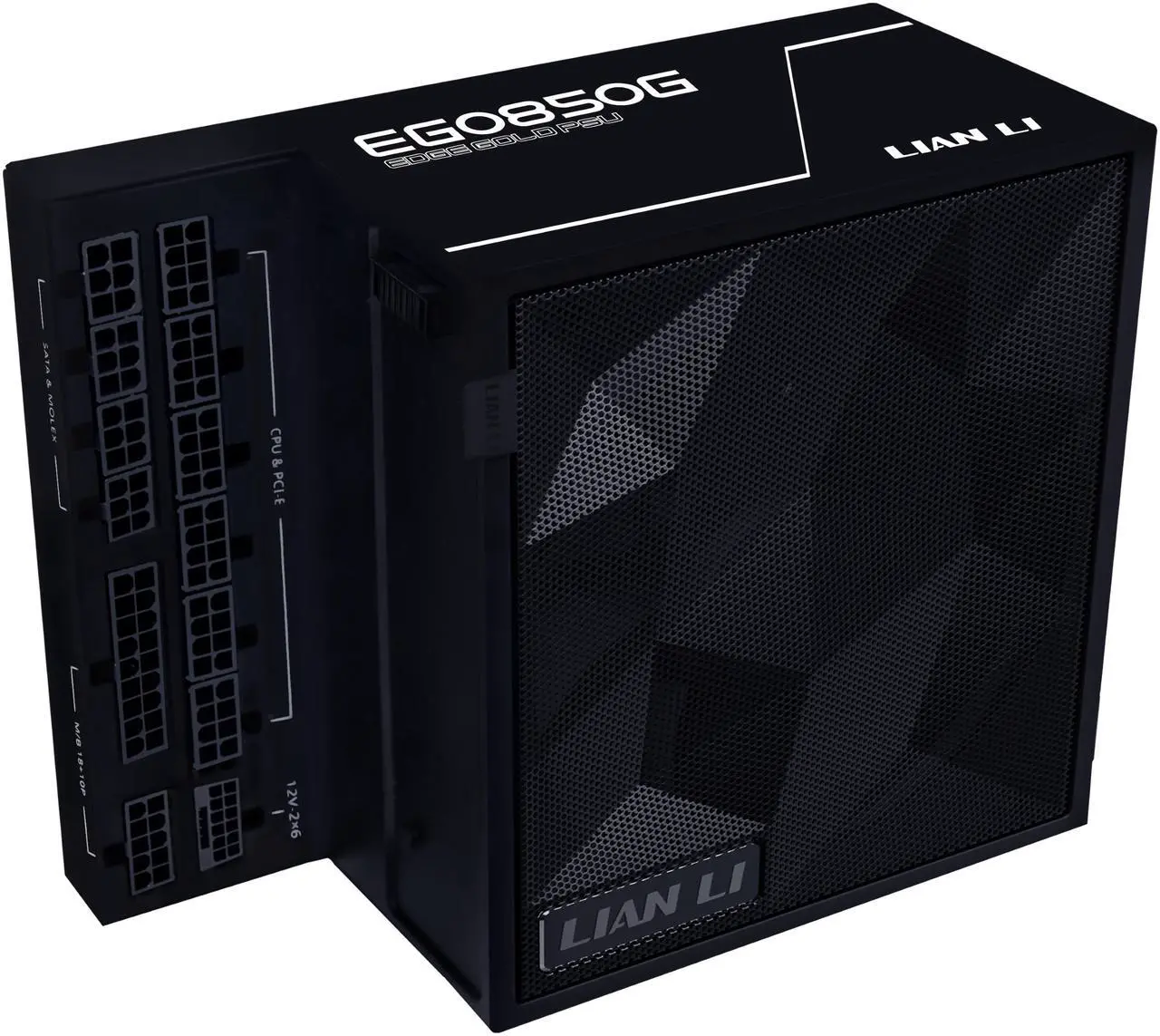 Main image of Lian Li Edge Series - 850W Full Modular Power Supply - Gold - ATX 3.1 - PCIE 5.1 Support - 12V-2x6 Connector - L-Shape Design for Dual Chamer Case - Without USB/Fan Hub -Black -- EG0850G Black