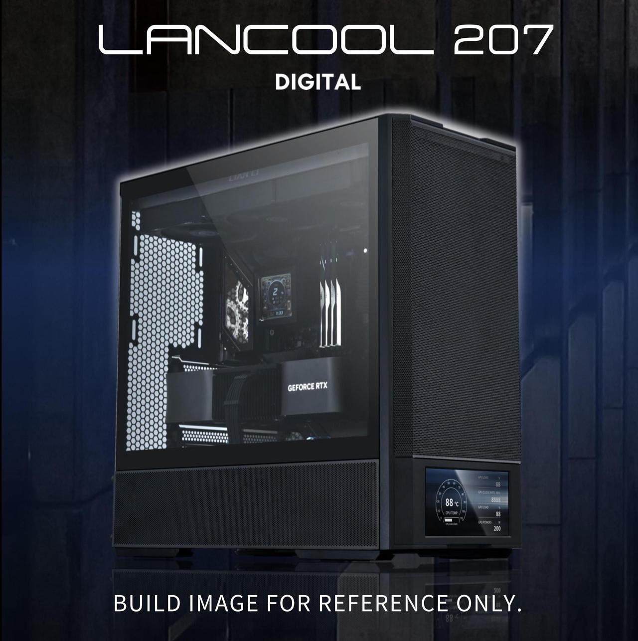 Alt view image 2 of 8 - Lian Li LANCOOL 207 Digital ATX Computer Case w/ Integrated LCD Screen, Mesh-Centric Panels Mid-Tower PC Case w/ 2 x 140x40x30mm PWM Fans, 2 x 140mm Fans Pre-Installed, Side or Rear Mount PSU