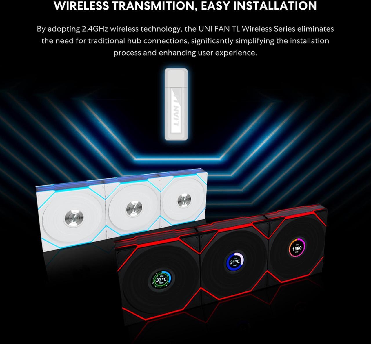 Alt view image 3 of 7 - Lian Li UNI Fan TL - Wireless 140 - Single Pack - 2.4 GHz Wireless Signal ARGB Fan Control - Dual-Zone Lighting - Fluid Dynamic Bearing - 140mm - Controller NOT Included & Required - White (14TL1W1W)