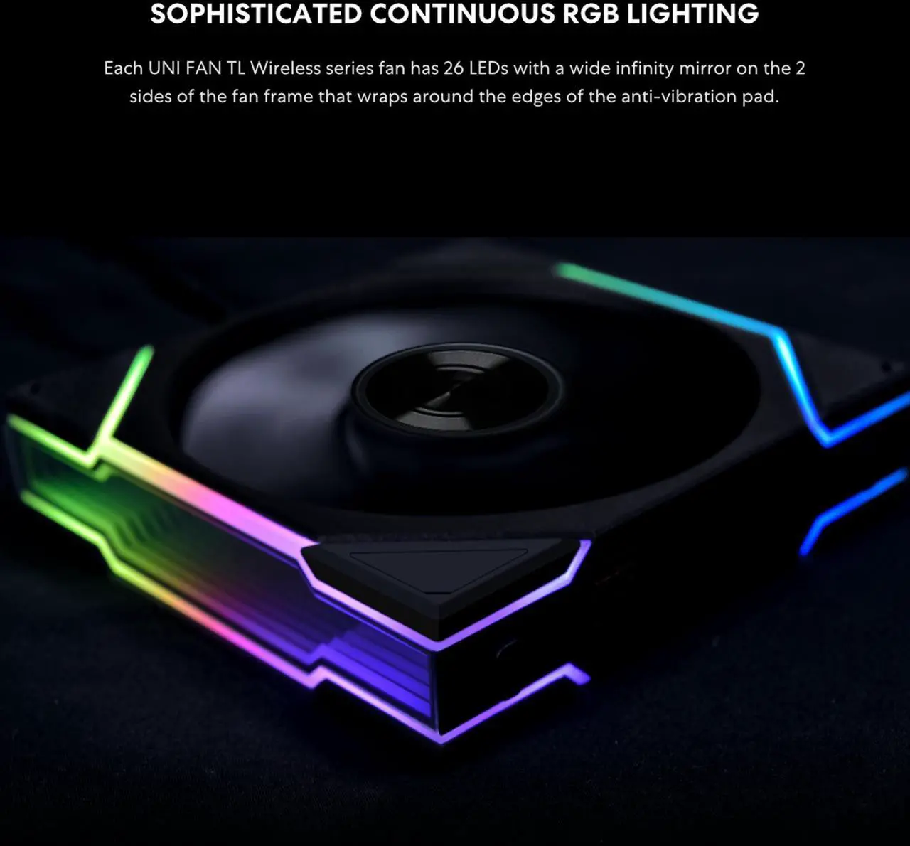 Alt view image 4 of 7 - Lian Li UNI Fan TL - Wireless 140 - Single Pack (Reverse Blade) -  2.4 GHz Wireless Signal ARGB Fan Control - Dual-Zone Lighting - FDB - 140mm - Controller NOT Included & Required - Black (14RTL1W1B)
