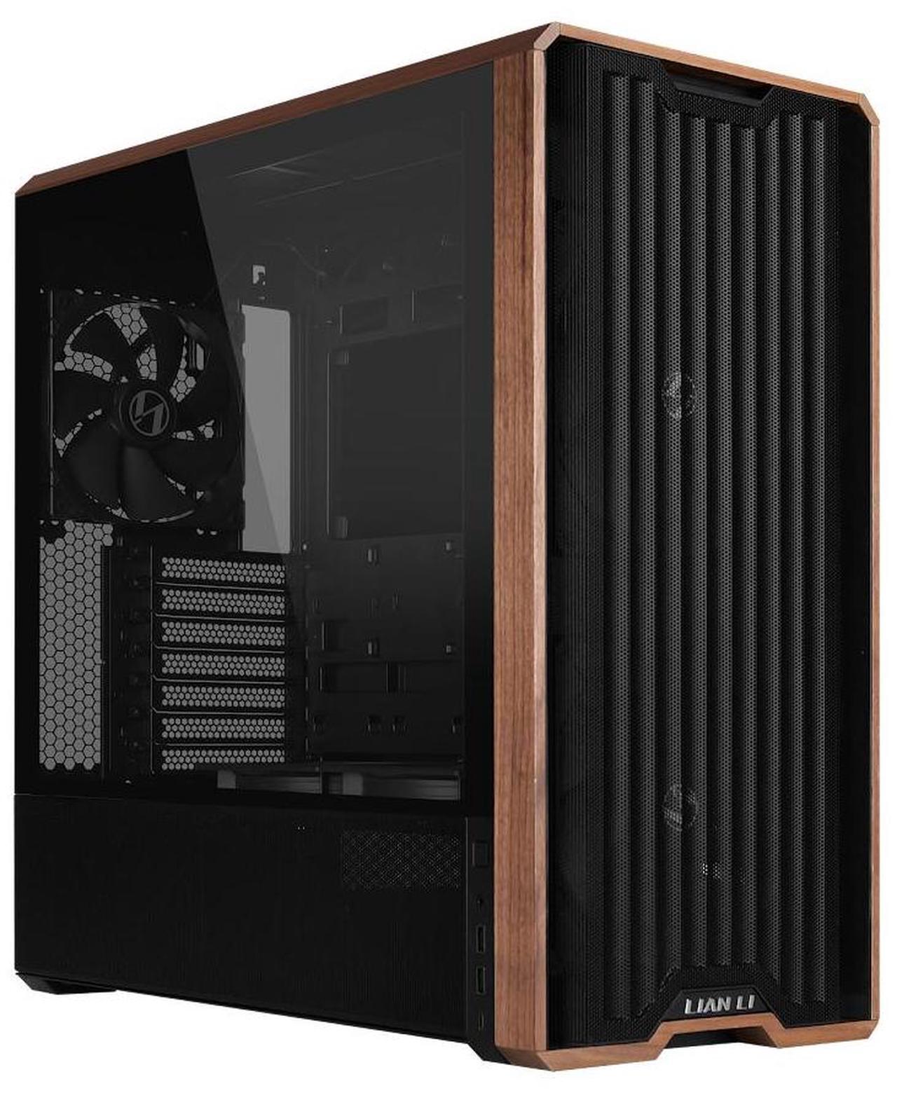 Main image of Lian Li LANCOOL 217 Genuine Walnut Wood Computer Case,  Mid-Tower ATX PC Case with 5 Pre-Installed PWM Fans 2x170mm, 2x120mm & 1x140mm, Flexible PSU & Cable Installation - Black (LAN217X)
