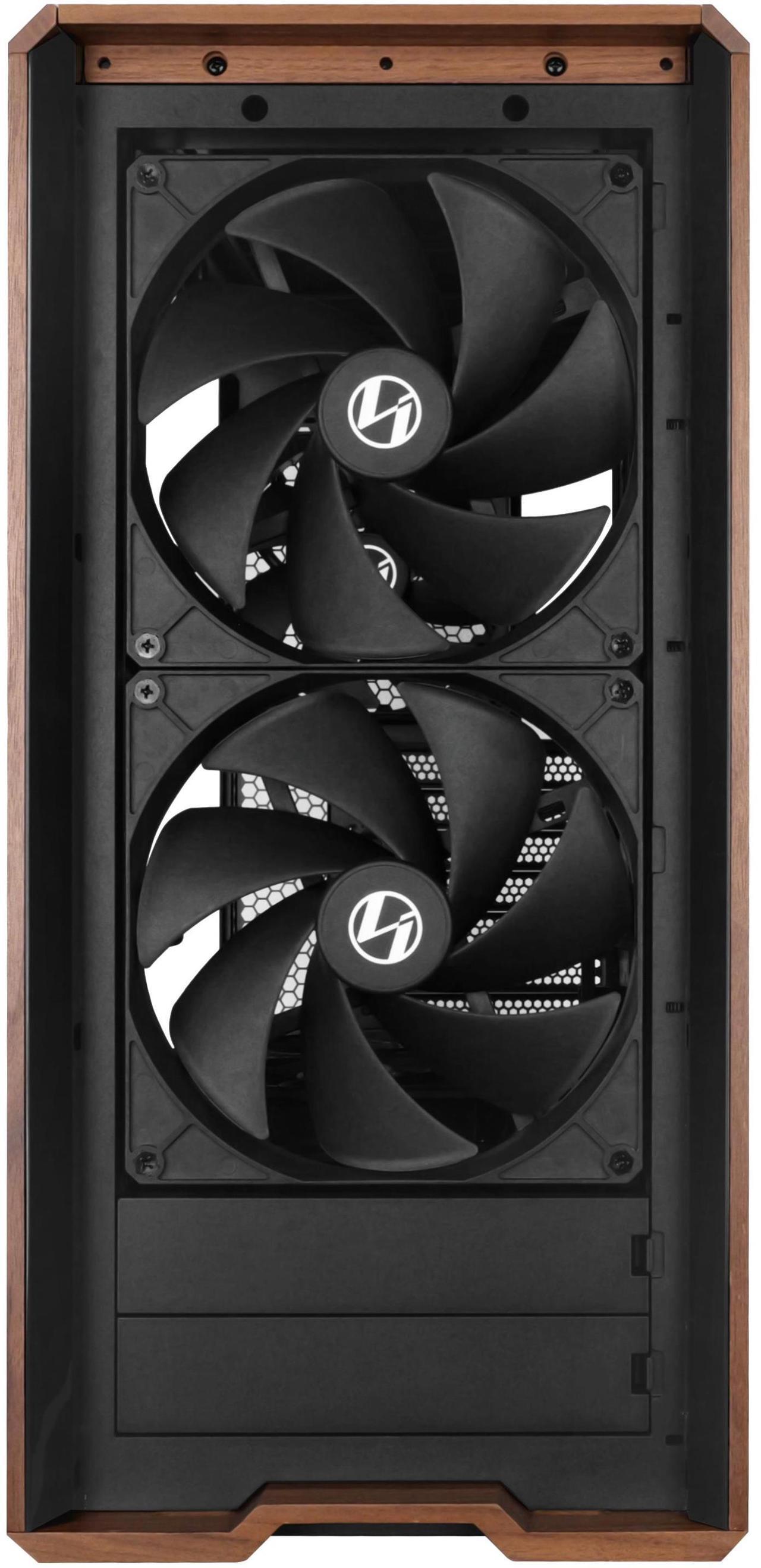 Alt view image 2 of 13 - Lian Li LANCOOL 217 Genuine Walnut Wood Computer Case,  Mid-Tower ATX PC Case with 5 Pre-Installed PWM Fans 2x170mm, 2x120mm & 1x140mm, Flexible PSU & Cable Installation - Black (LAN217X)