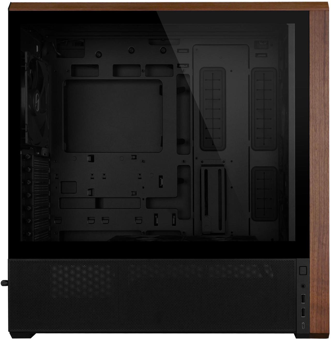 Alt view image 4 of 13 - Lian Li LANCOOL 217 Genuine Walnut Wood Computer Case,  Mid-Tower ATX PC Case with 5 Pre-Installed PWM Fans 2x170mm, 2x120mm & 1x140mm, Flexible PSU & Cable Installation - Black (LAN217X)
