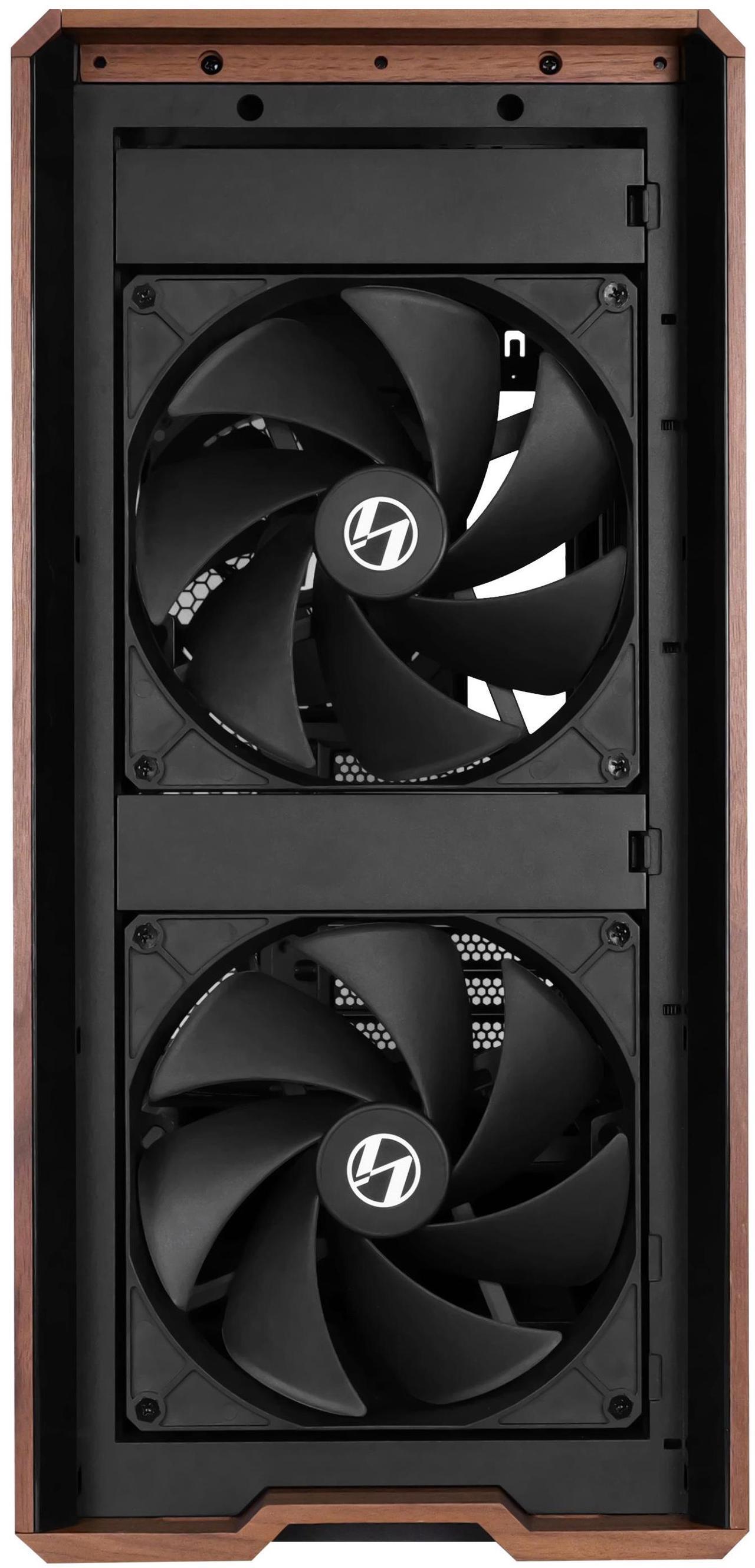 Alt view image 3 of 13 - Lian Li LANCOOL 217 Genuine Walnut Wood Computer Case,  Mid-Tower ATX PC Case with 5 Pre-Installed PWM Fans 2x170mm, 2x120mm & 1x140mm, Flexible PSU & Cable Installation - Black (LAN217X)