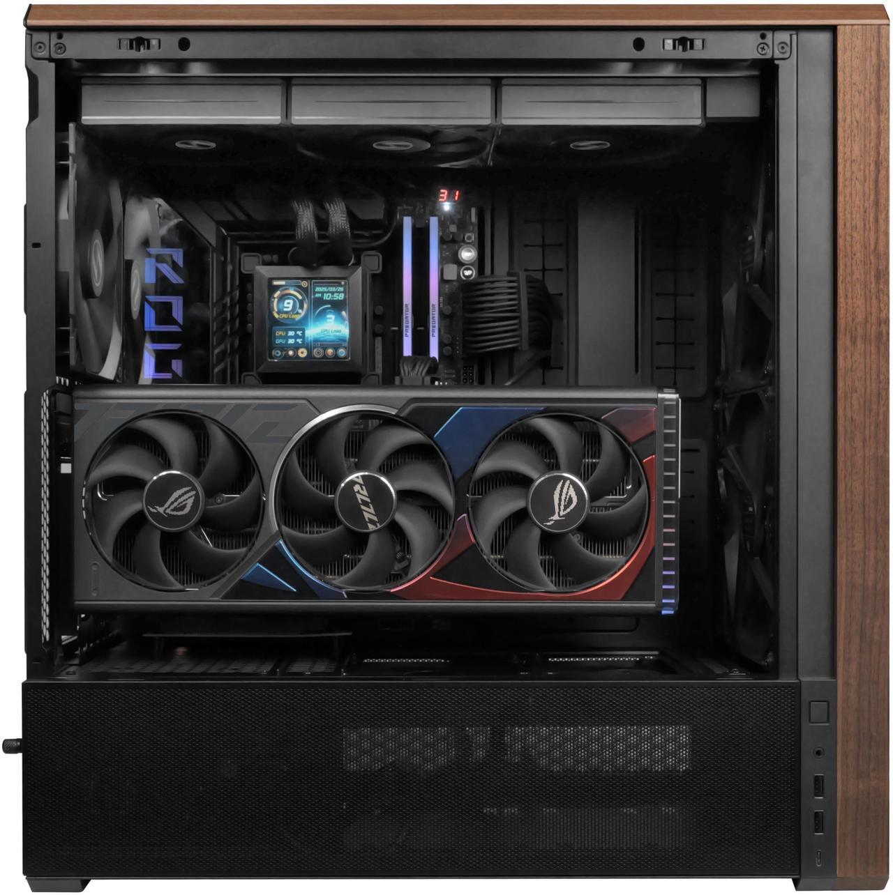 Alt view image 6 of 13 - Lian Li LANCOOL 217 Genuine Walnut Wood Computer Case,  Mid-Tower ATX PC Case with 5 Pre-Installed PWM Fans 2x170mm, 2x120mm & 1x140mm, Flexible PSU & Cable Installation - Black (LAN217X)