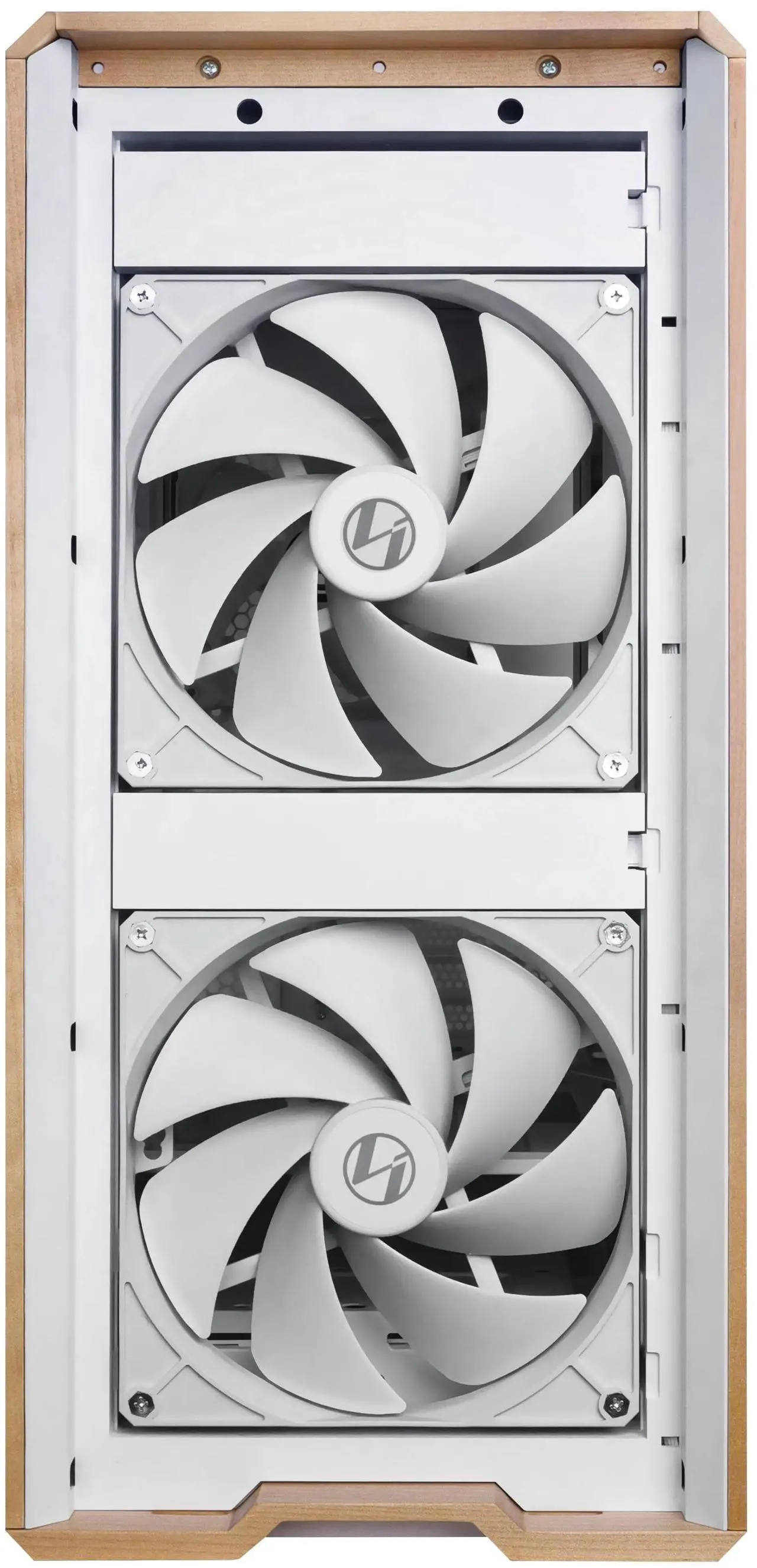 Alt view image 3 of 7 - Lian Li LANCOOL 217 Genuine Walnut Wood Computer Case,  Mid-Tower ATX PC Case with 5 Pre-Installed PWM Fans 2x170mm, 2x120mm & 1x140mm, Flexible PSU & Cable Installation - White (LAN217W)