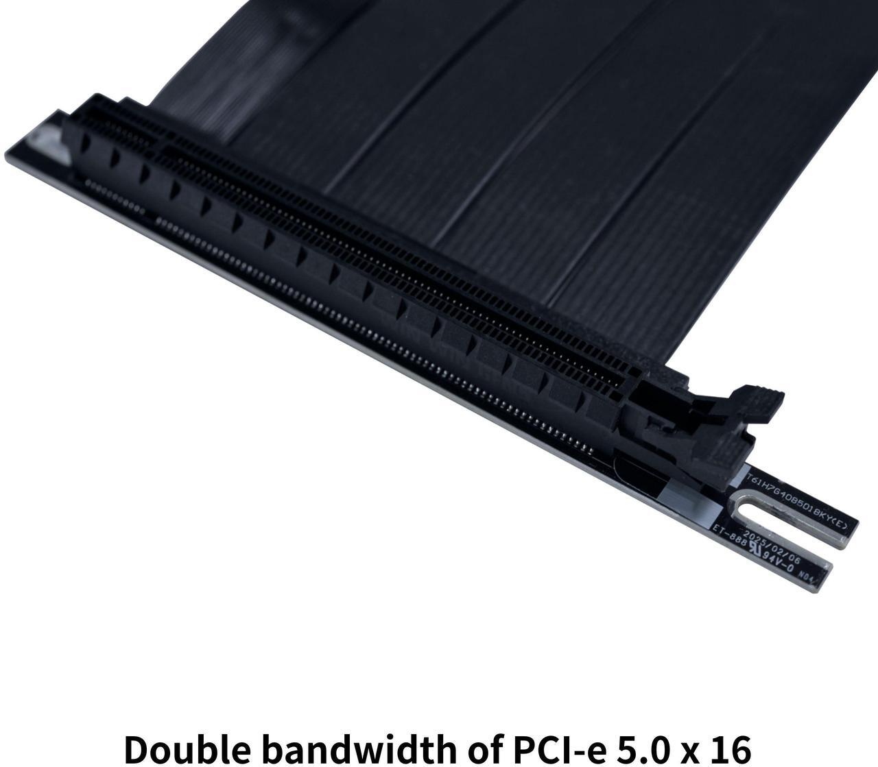 Alt view image 3 of 7 - Lian Li - PCIE 5.0 Riser Cable Premium PCI-E 16X 5.0 Double Bandwidth Extender Riser Cable Length 200mm;20cm. Compatible with PCIe 4.0, Black (PW-PCI-520X)
