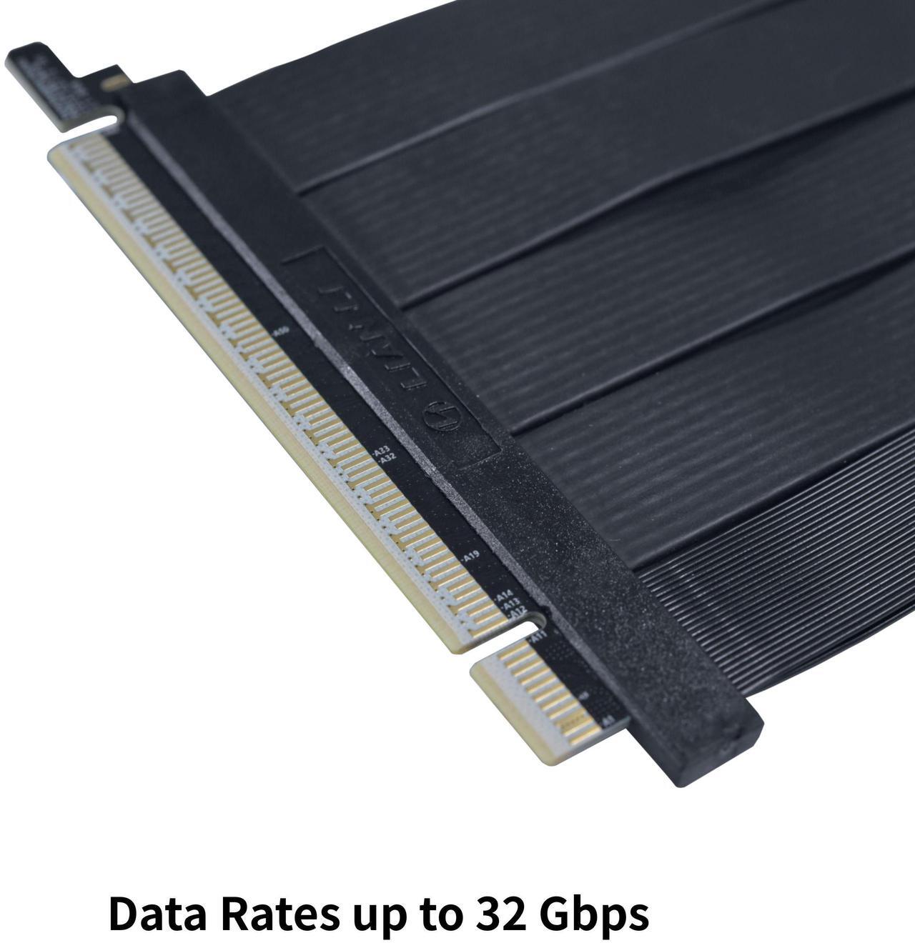 Alt view image 4 of 7 - Lian Li - PCIE 5.0 Riser Cable Premium PCI-E 16X 5.0 Double Bandwidth Extender Riser Cable Length 200mm;20cm. Compatible with PCIe 4.0, Black (PW-PCI-520X)