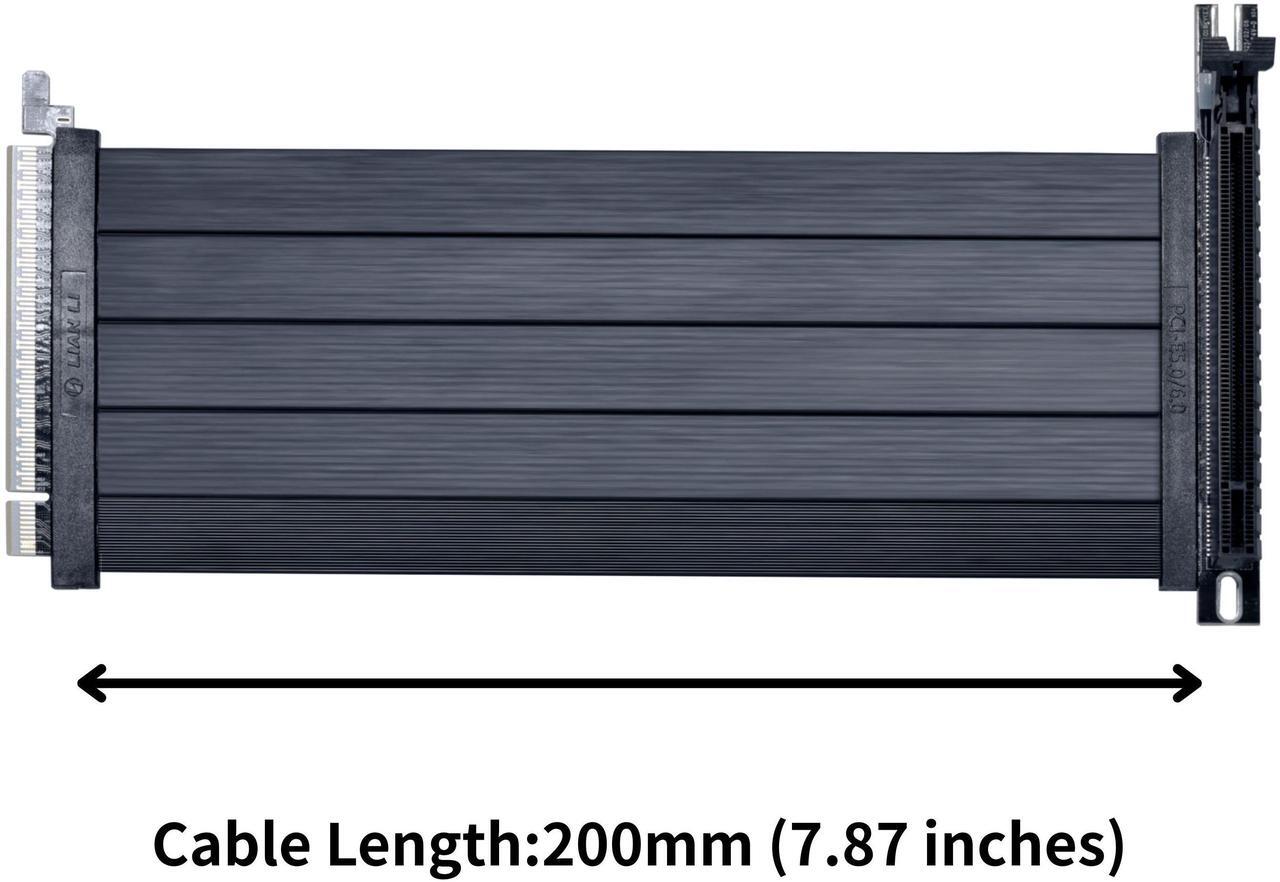 Alt view image 2 of 7 - Lian Li - PCIE 5.0 Riser Cable Premium PCI-E 16X 5.0 Double Bandwidth Extender Riser Cable Length 200mm;20cm. Compatible with PCIe 4.0, Black (PW-PCI-520X)