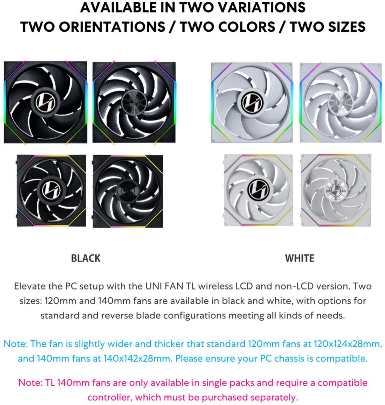 Alt view image 2 of 7 - Lian Li UNI Fan TL - Wireless 140 - Single Pack - 2.4 GHz Wireless Signal ARGB Fan Control - Dual-Zone Lighting - Fluid Dynamic Bearing - 140mm - Controller NOT Included & Required - White (14TL1W1W)