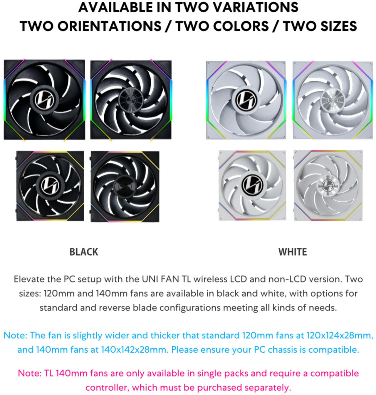 Open Box: Lian Li UNI Fan TL - Wireless 140 - Single Pack (Reverse Blade) - 2.4 GHz Wireless Signal ARGB Control - Dual-Zone Lighting - FDB - 140mm - Controller NOT Included & Required - White (14RTL1W1W) - Newegg.ca - Open Box condition - Image 17