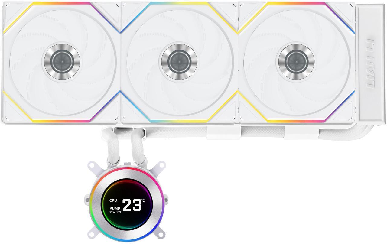 Alt view image 2 of 8 - Lian Li Hydroshift II 360 TL RGB Liquid CPU Cooler - 360mm AIO - 3X 120 RGB Fans - 2.1 IPS LCD Screen - 3 Control Mode - Flexible Tubes Clamp - LGA 1851/1700, AMD AM5/AM4 - White (HS2LCD36TW)