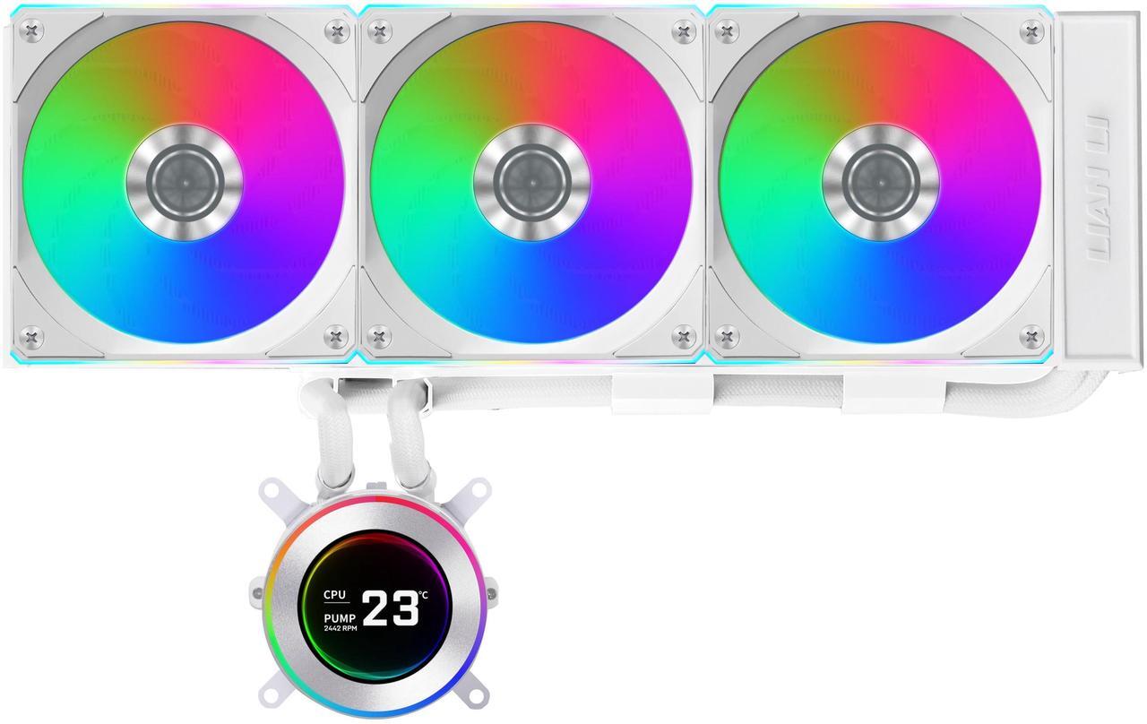 Alt view image 2 of 8 - Lian Li Hydroshift II 360 CL RGB Liquid CPU Cooler - 360mm AIO - 3X 120 RGB Fans - 2.1 IPS LCD Screen - 3 Control Mode - Flexible Tubes Clamp - LGA 1851/1700, AMD AM5/AM4 - White (HS2LCD36RW)