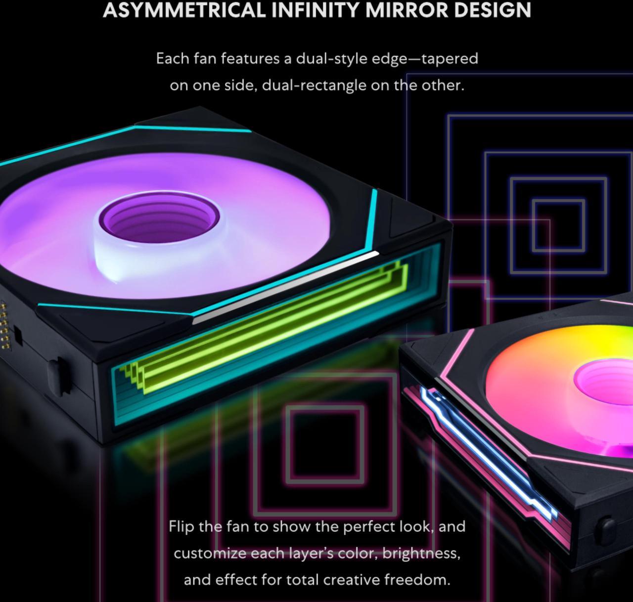 Alt view image 6 of 7 - Lian Li UNI Fan SL-Infinity Wireless - 120 Single Pack - 2.4 GHz Wireless Signal Control - ARGB Fan - Double Infinity Mirror - Low Noise - Controller NOT Included & Required - White (12SLIN1W1W)