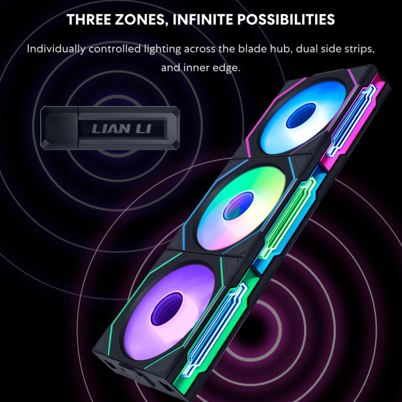 Alt view image 7 of 7 - Lian Li UNI Fan SL-Infinity Wireless - 120 Single Pack - 2.4 GHz Wireless Signal Control - ARGB Fan - Double Infinity Mirror - Low Noise - Controller NOT Included & Required - White (12SLIN1W1W)