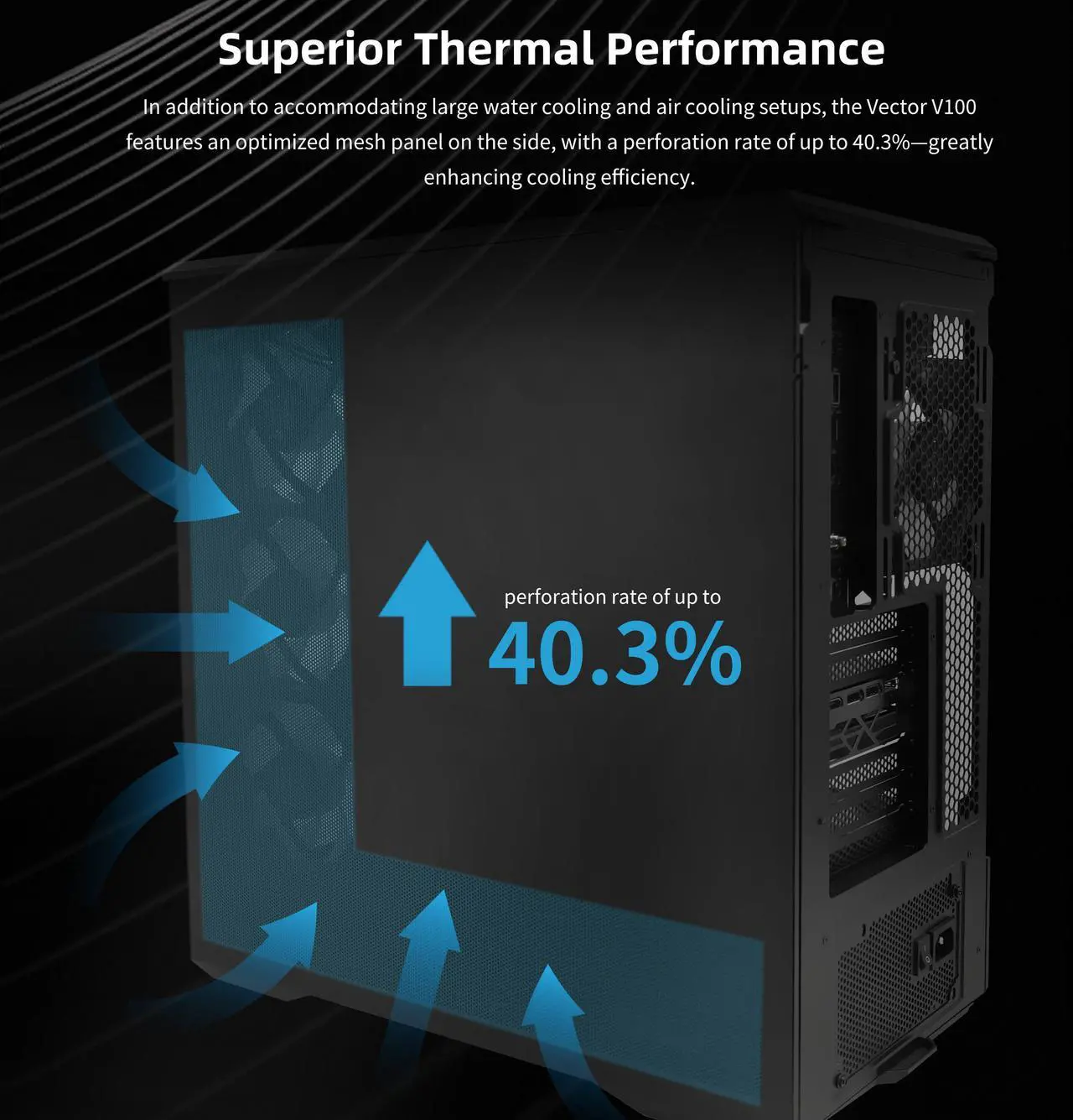 Alt view image 5 of 8 - Lian Li V100 ATX Mid-Tower PC Case, 4 x 120mm ARGB PWM Fans  Pre-Installed, LED RGB Strip, Display Platform with Tempered Glass, Support 420mm GPUs, 360mm Radiator, Optimized Airflow - White (V100RW)