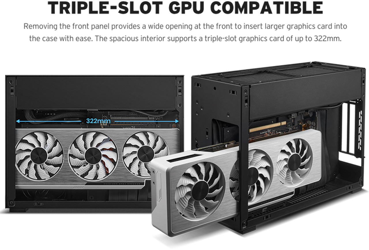 Open Box: Lian Li A4-H2O Mini-ITX PC Case, Triple-Slot Mount GPU, Aluminum Exterior & SPCC Steel Interior, 240mm AIO, SFX Sandwich Layout, PCIe 5.0, Supports SFX/SFX-L PSU - (A4-H2OX5 Black ) - Newegg.ca - Open Box condition - Image 13
