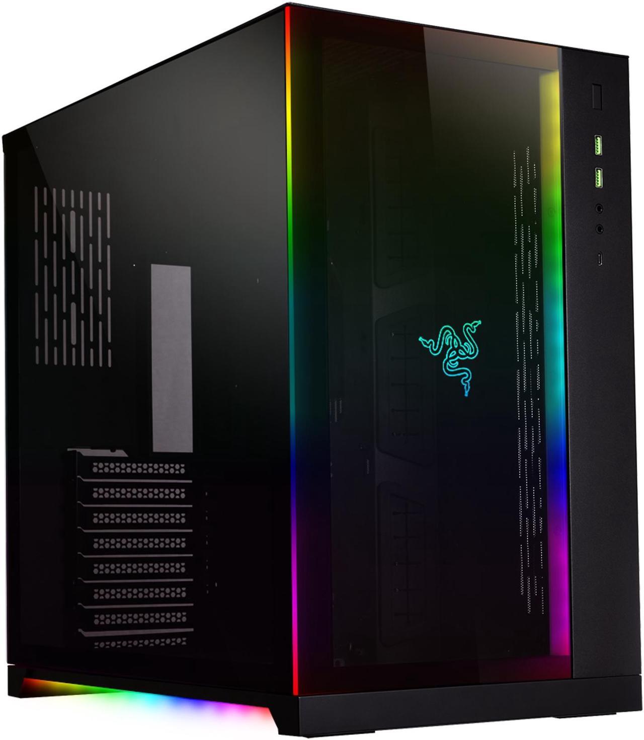 LIAN LI PC-O11 Dynamic Razer Edition Black Tempered Glass on the Front, and Left Side, Chassis Body SECC ATX Mid Tower Gaming Computer Case - PC-O11D Razer