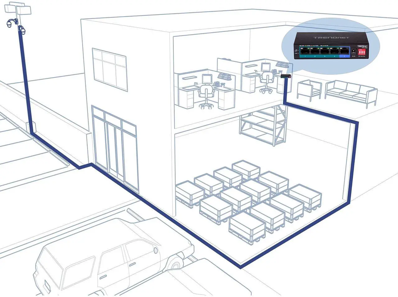 Alt view image 12 of 20 - TRENDnet 5-Port Gigabit Long Range PoE+ Switch, 4 x Gigabit PoE+ Ports, 1 x Gigabit Port, 32W PoE Budget, 10Gbps Switching Capacity, Extends PoE+ 200m (656 ft), Lifetime Protection, Black, TPE-LG50