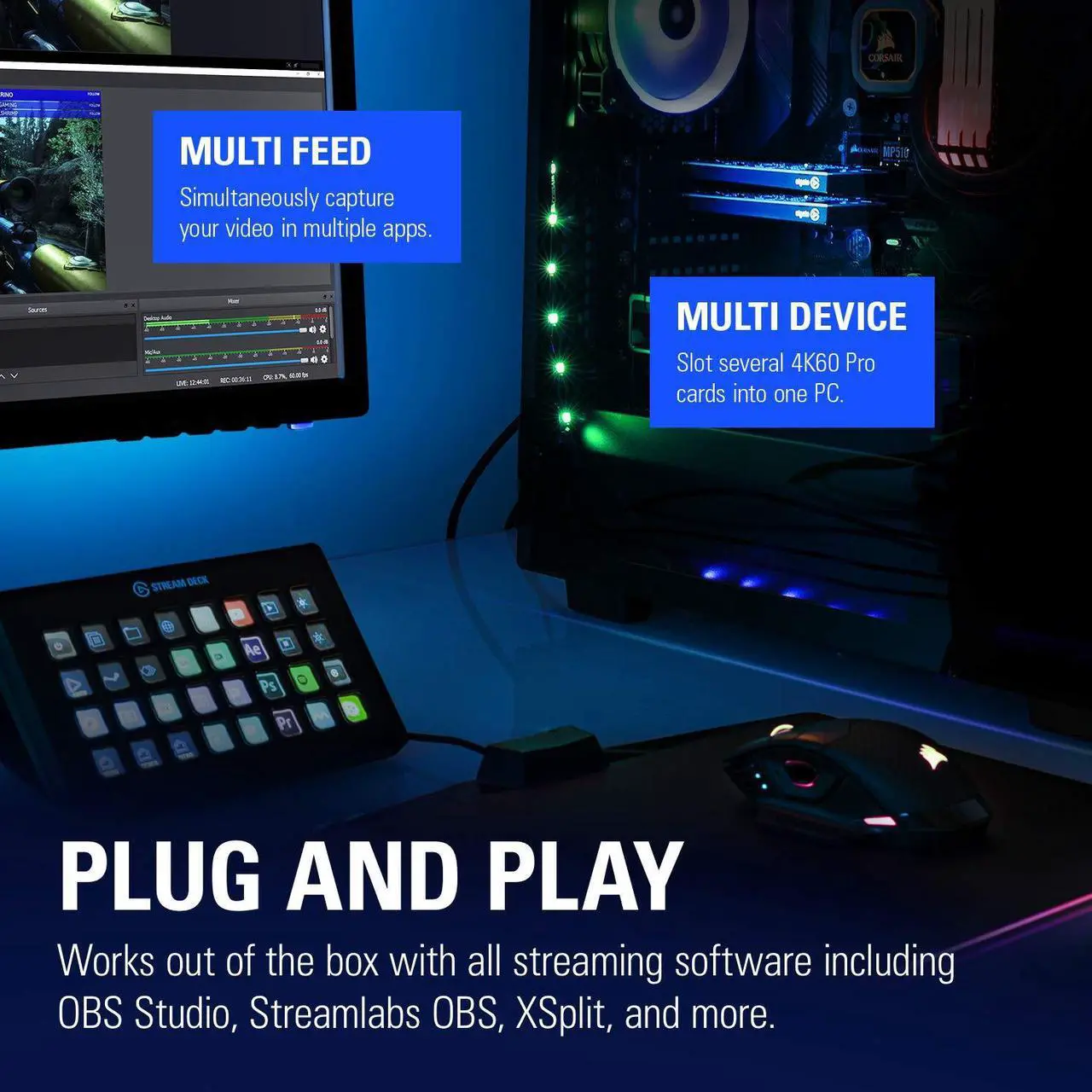 Alt view image 6 of 7 - Elgato Game Capture 4K60 Pro MK.2 - 4K60 HDR10 Capture and Passthrough, PCIe Capture Card,Superior Low Latency Technology