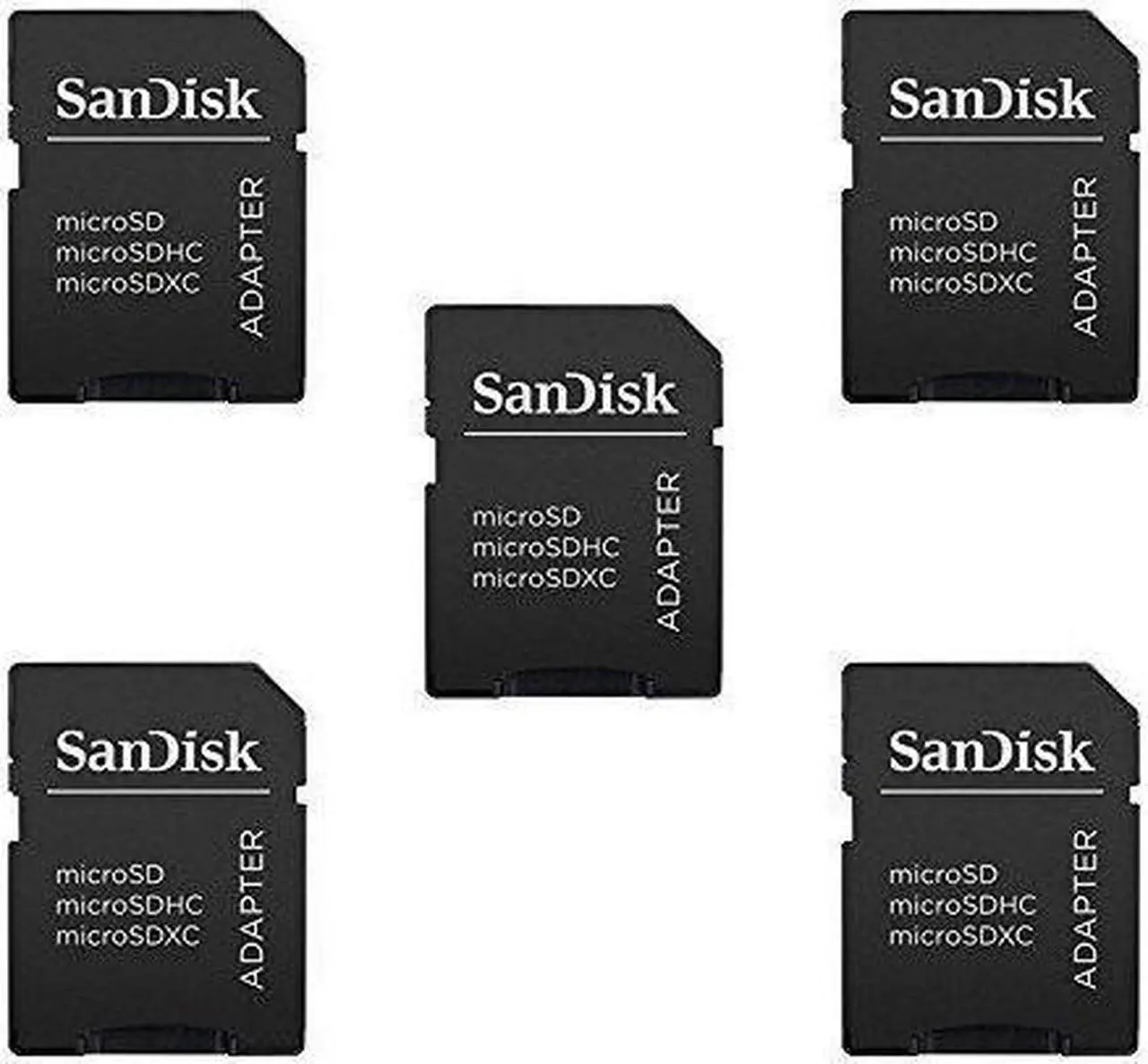Main image of 5 Pack -Sandisk MicroSD MicroSDHC to SD SDHC Adapter. Works with Memory Cards up to 32GB Capacity (Bulk Packaged).