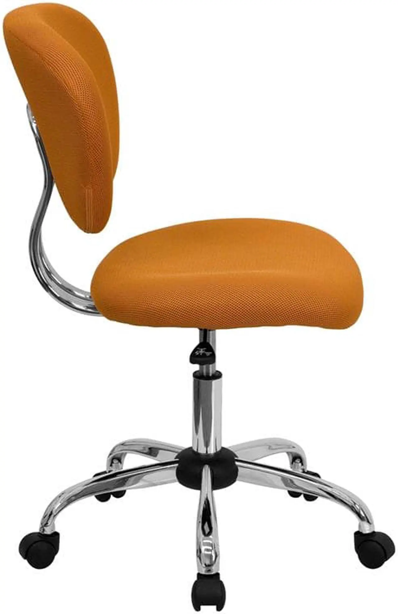 Alt view image 10 of 20 - Mid-Back Orange Mesh Padded Swivel Task Office Chair with Chrome Base