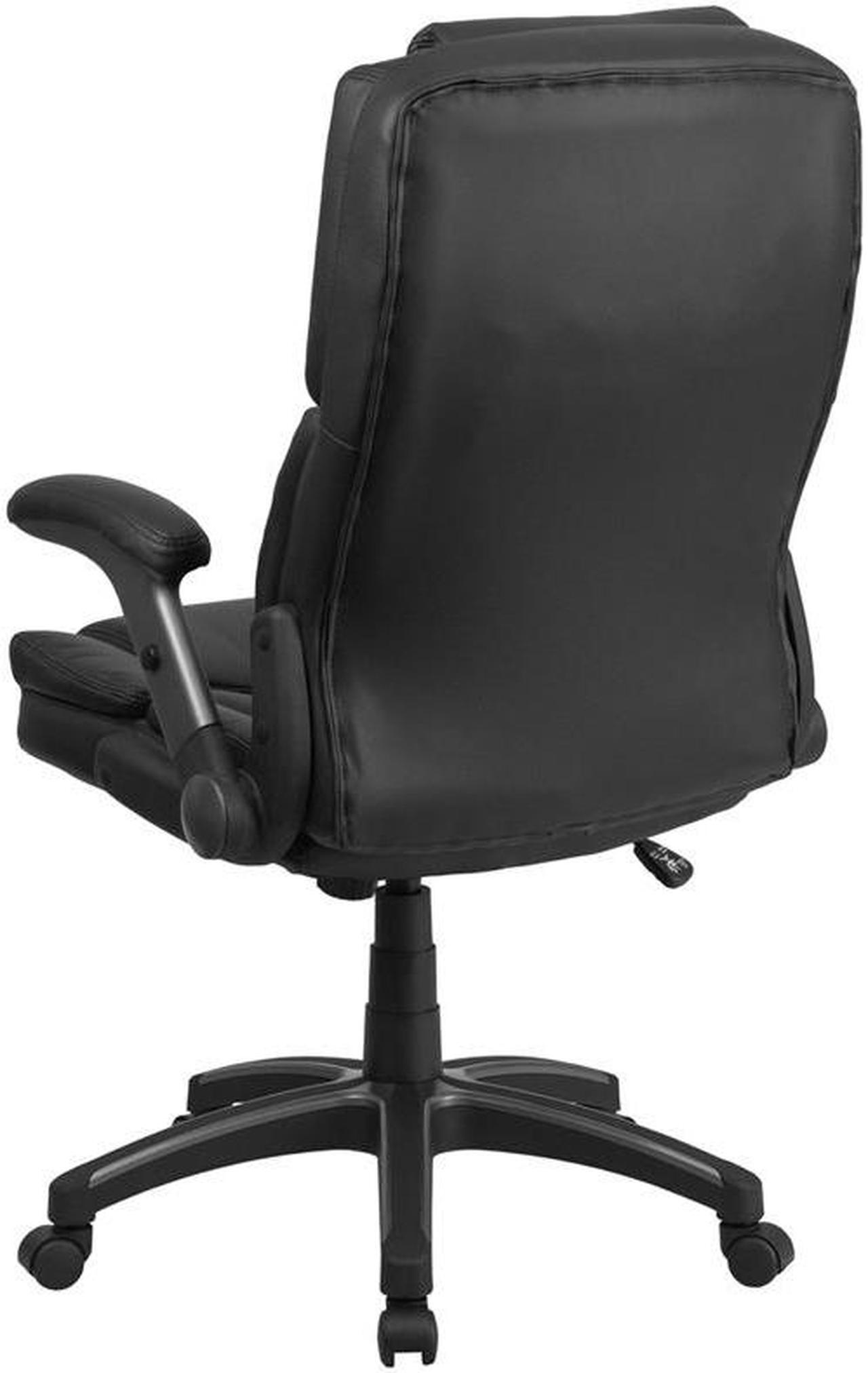 Alt view image 8 of 20 - Extreme Comfort High Back Black LeatherSoft Executive Swivel Ergonomic Office Chair with Flip-Up Arms