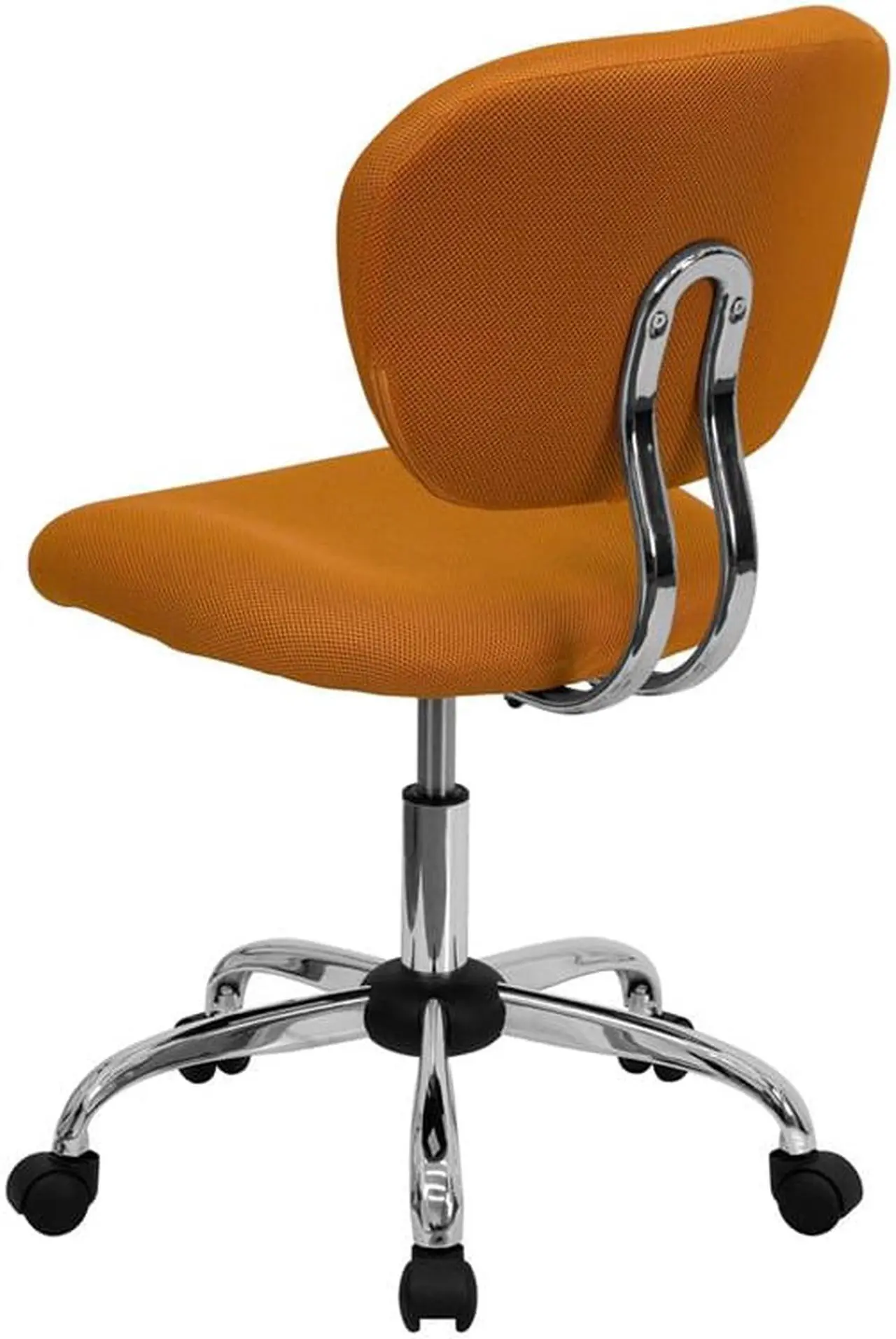 Alt view image 11 of 20 - Mid-Back Orange Mesh Padded Swivel Task Office Chair with Chrome Base