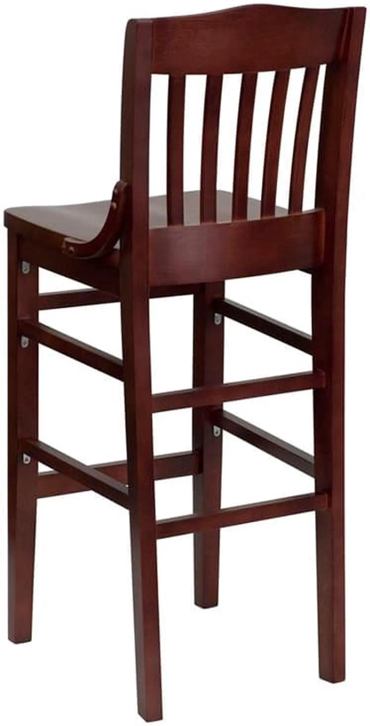 Alt view image 8 of 20 - HERCULES Series School House Back Mahogany Wood Restaurant Barstool