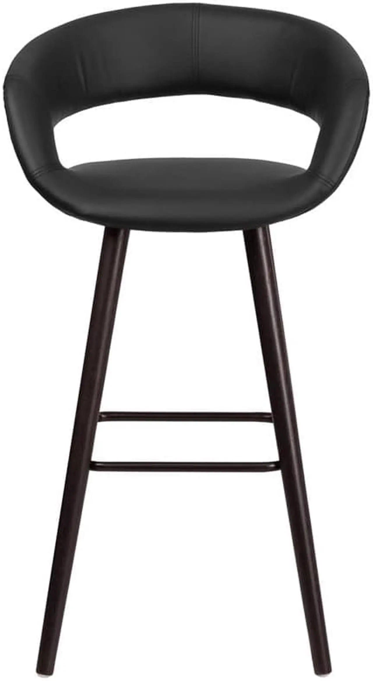 Alt view image 6 of 20 - Brynn Series 29'' High Contemporary Cappuccino Wood Barstool in Black Vinyl