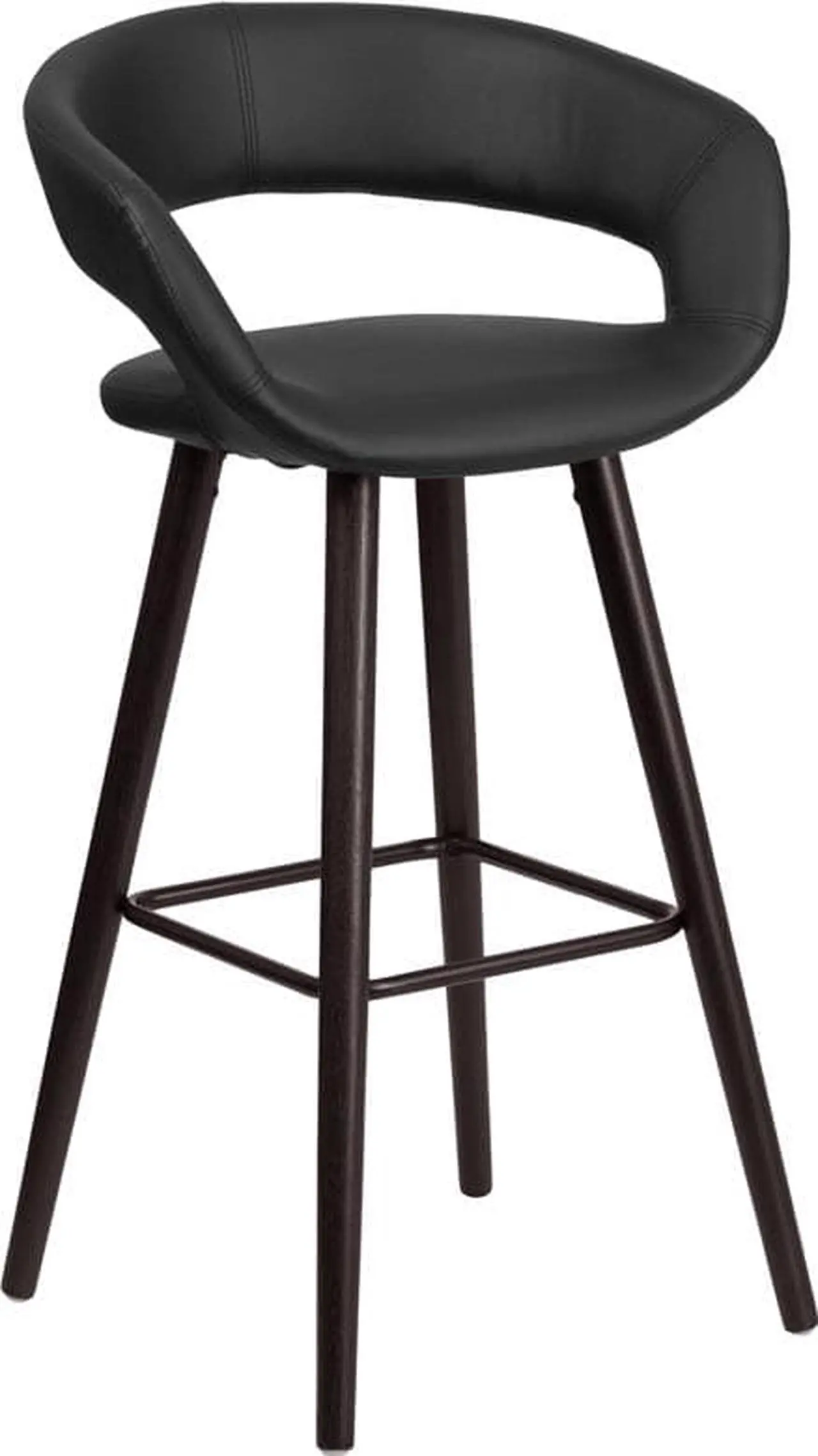 Alt view image 3 of 20 - Brynn Series 29'' High Contemporary Cappuccino Wood Barstool in Black Vinyl
