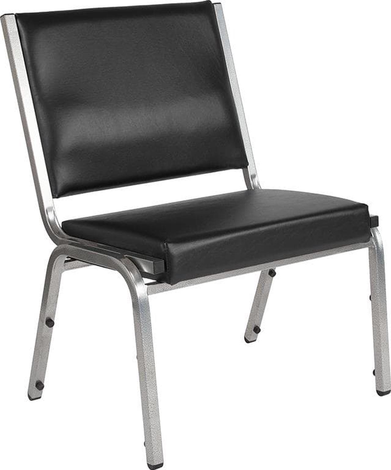 Alt view image 4 of 20 - Flash Furniture HERCULES Series 1500 lb. Rated Antimicrobial Vinyl Bariatric Chair with Silver Vein Frame, Black