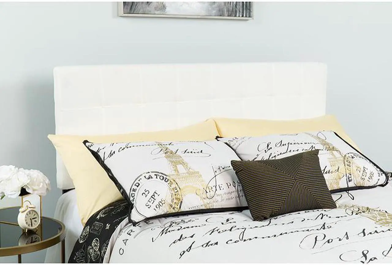 Alt view image 5 of 20 - Bedford Tufted Upholstered King Size Headboard in White Fabric