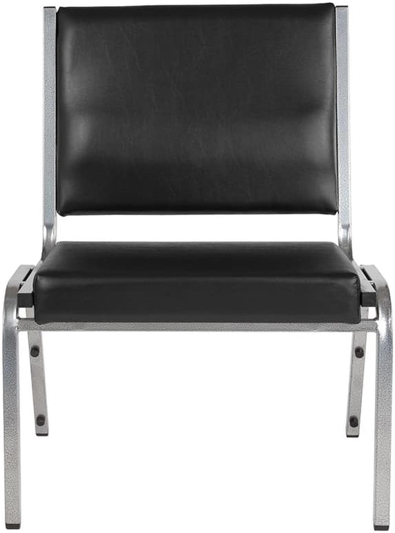 Alt view image 7 of 20 - Flash Furniture HERCULES Series 1500 lb. Rated Antimicrobial Vinyl Bariatric Chair with Silver Vein Frame, Black