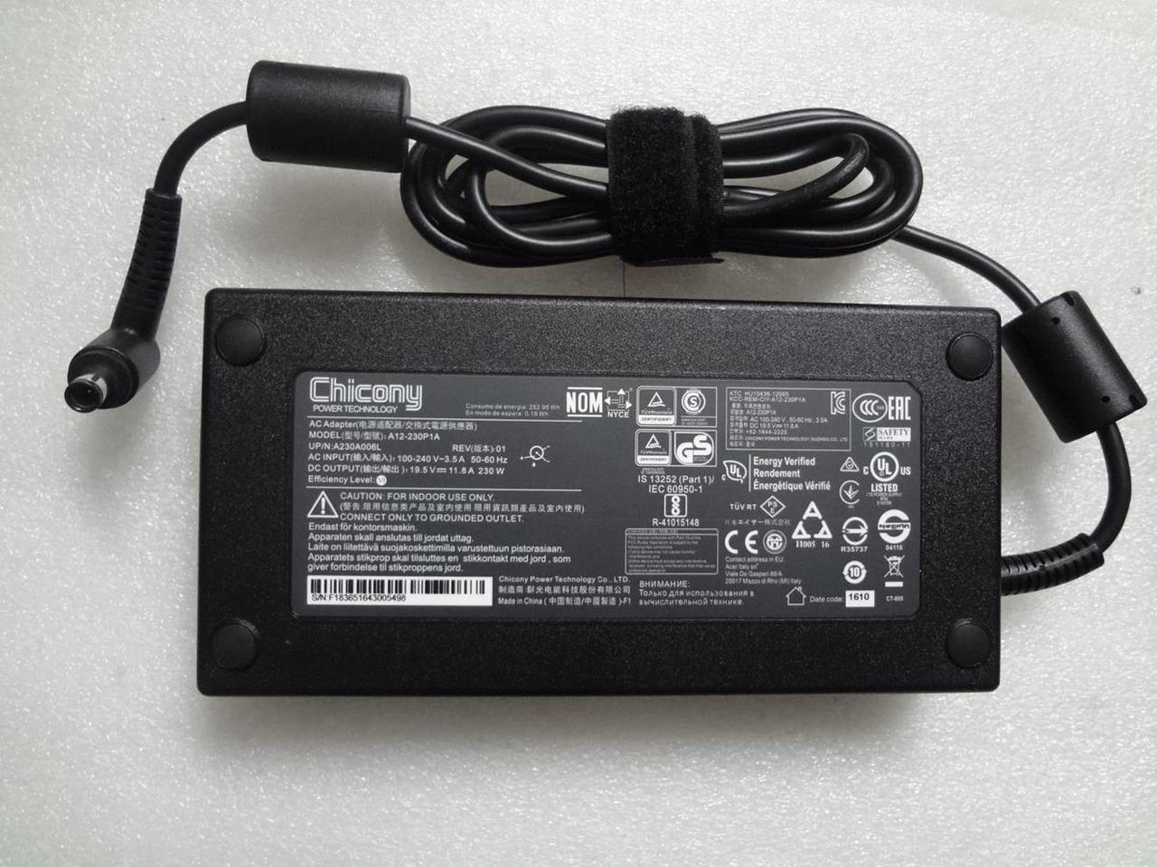 Original OEM Chicony 19.5V 11.8A AC Adapter for Acer Predator 17 GX-791-750T