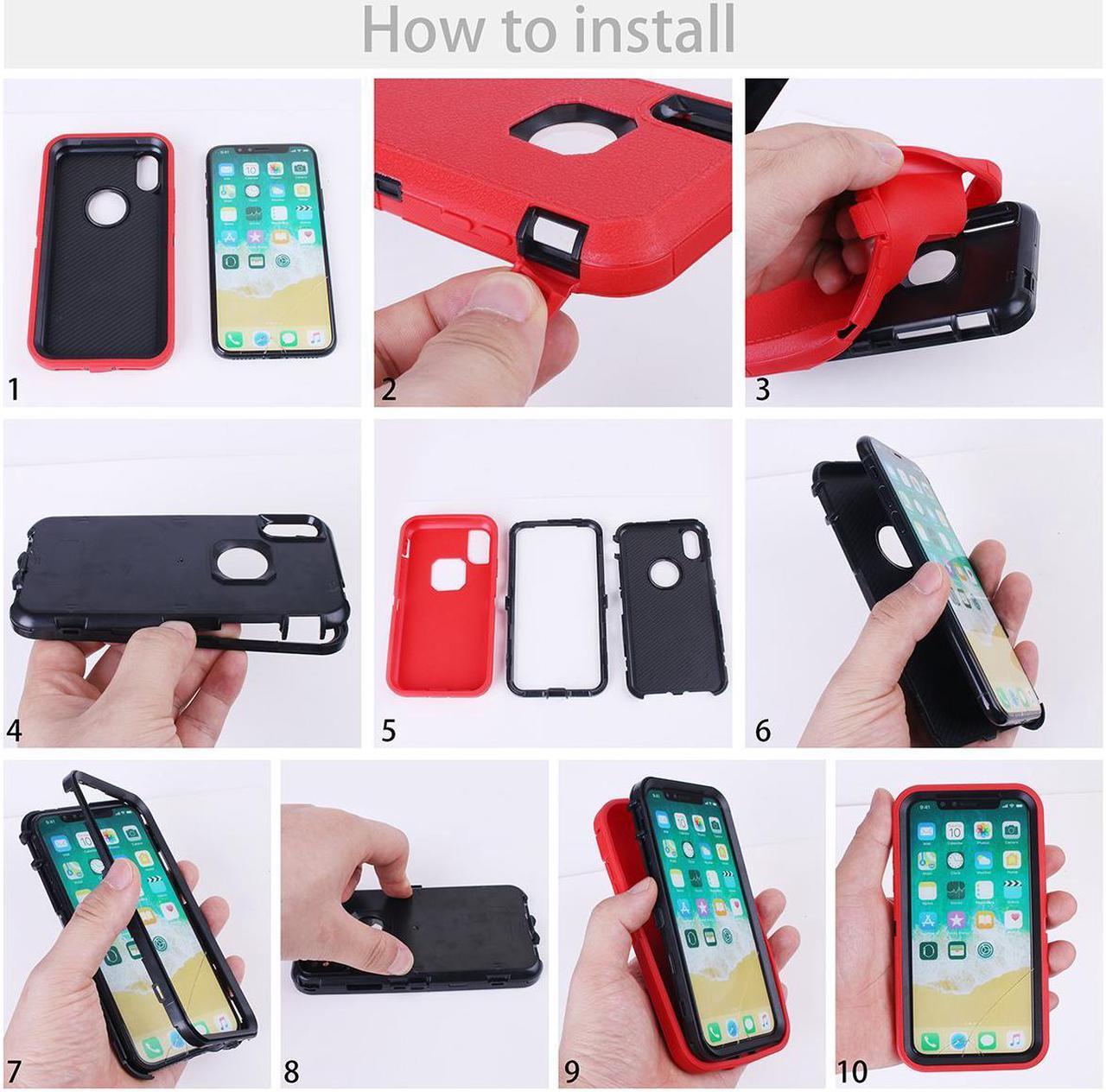 Alt view image 4 of 4 - AICase iPhone 6 Case, iPhone 6S Case [Heavy Duty] Built-in Screen Protector Tough 3 in 1 Rugged Shorkproof Cover for Apple iPhone 6/6S (Black/Red)