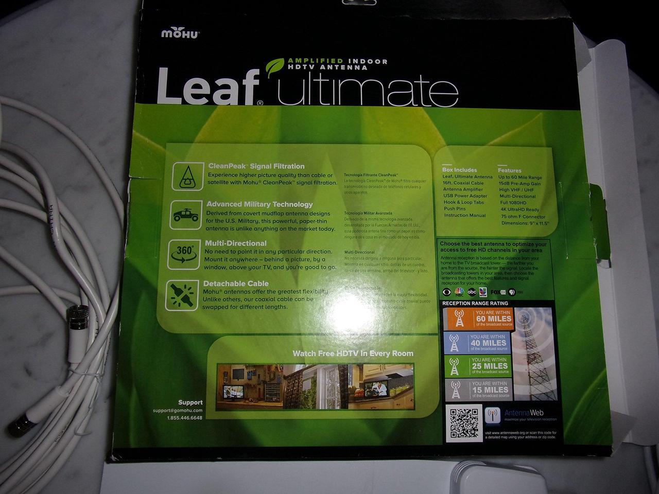 Alt view image 11 of 11 - Mohu MH-004002 Leaf Ultimate Amplified Indoor HDTV Antenna