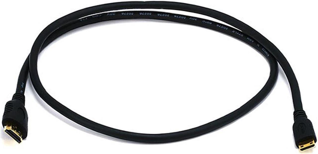 Alt view image 3 of 16 - Monoprice High Speed HDMI Cable - 6 Feet - Black | Blackwith HDMI Mini Connector, 4K @ 24Hz, 10.2Gbps, 30AWG