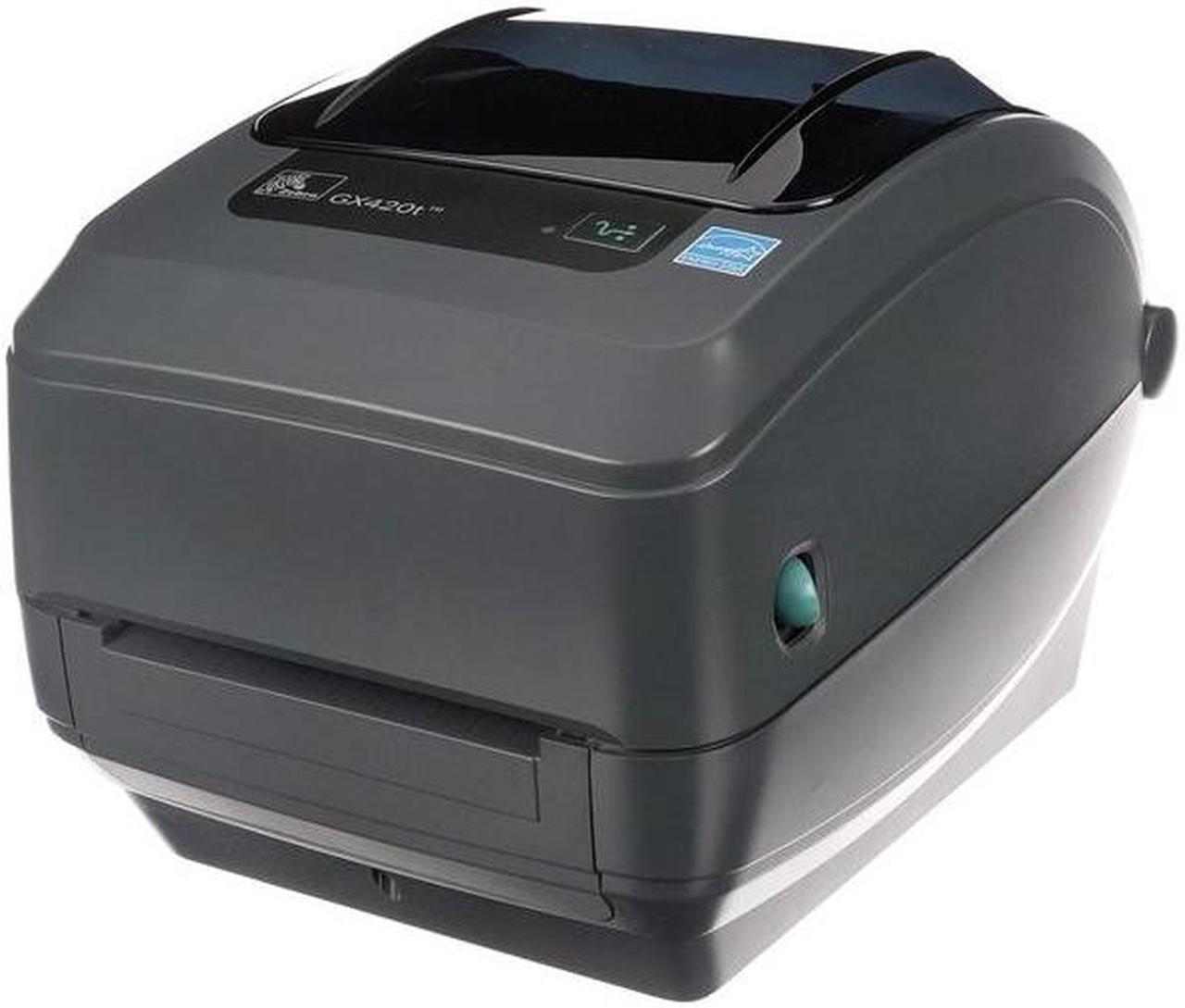 Zebra - GX420t Thermal Transfer Desktop Printer for labels, Receipts, Barcodes, Tags, and Wrist Bands - Print Width of 4 in - USB, Serial, and Ethernet Port Connectivity - GX42-102410-000,Black