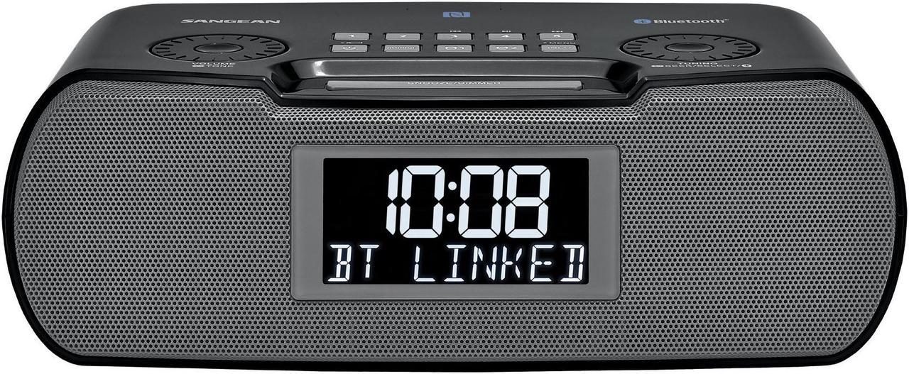 Sangean RCR-20 FM-RDS (RBDS) AM/Bluetooth/Aux-in/USB Phone Charging Digital Tuning Clock Radio with Battery Backup, Black, 13.8X 13.1x 4.9