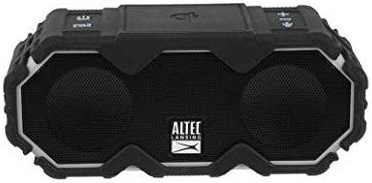 Altec Lansing Mini LifeJacket Jolt Bluetooth Speaker with Qi, Wireless, Waterproof, Portable, Speakers, Loud Volume, Strong Bass, Rich Stereo System, Microphone, 16 Hour Battery, 100 ft Range, Gray