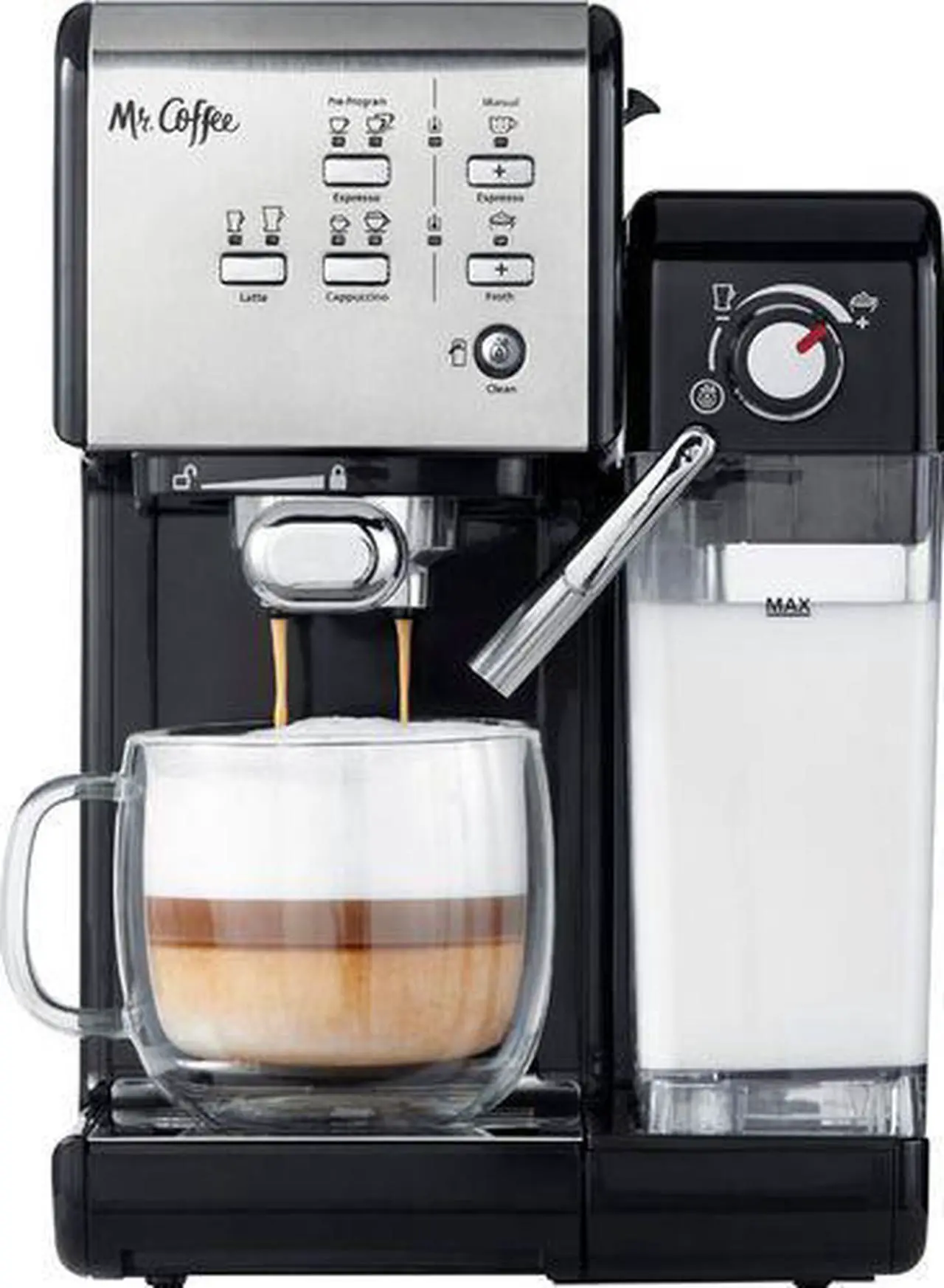 Main image of Mr. Coffee Programmable Espresso & Cappuccino Machine with Automatic Milk Frother & 19-Bar Pump - Stainless Steel