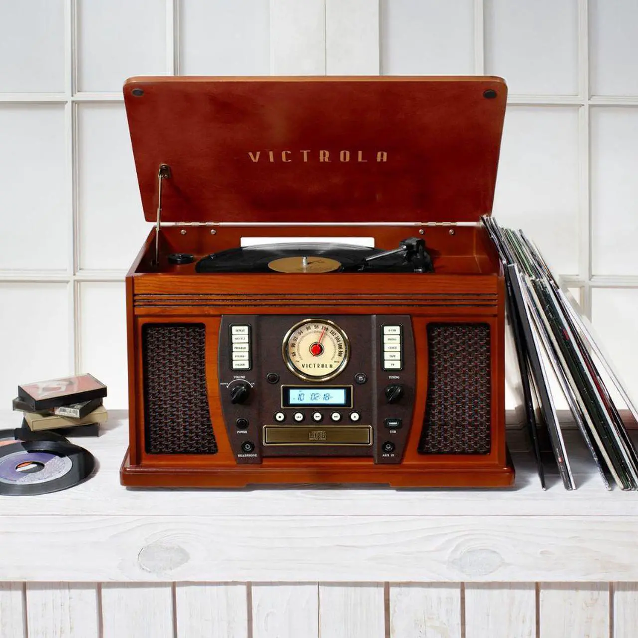 Alt view image 3 of 3 - Bluetooth Stereo Audio System - Mahogany
