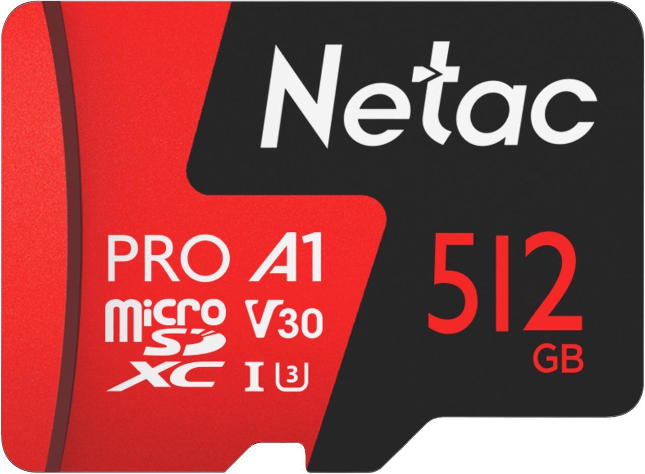 Netac P500 Extreme Pro Micro SD Card TF Card Flash Memory Card MicroSDXC V30/A1/C10 High Speed Up to 100MB/s Retail Pack with SD Adapter