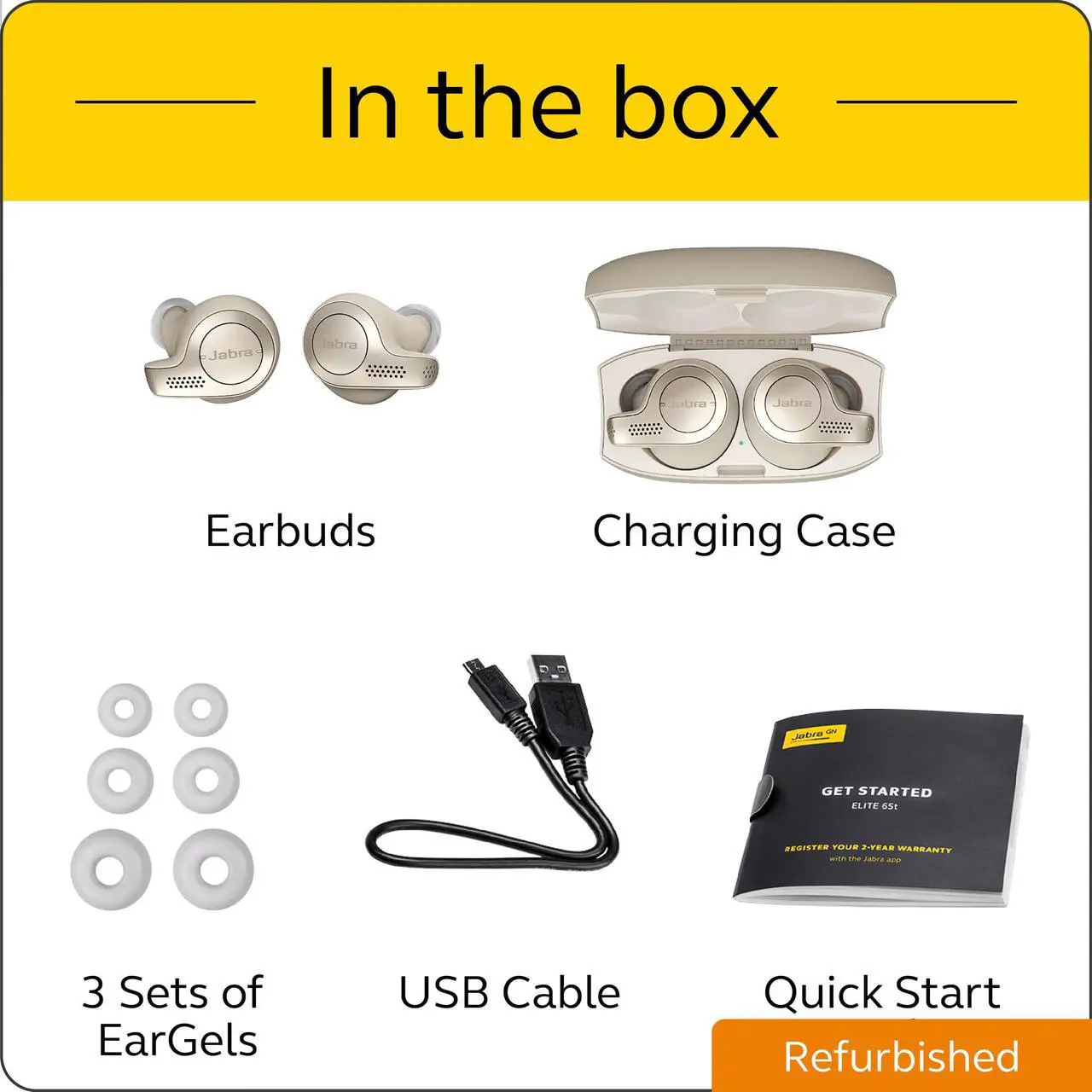 Alt view image 9 of 9 - Jabra Elite 65t - Gold - Beige True Wireless Earbuds Gold Beige